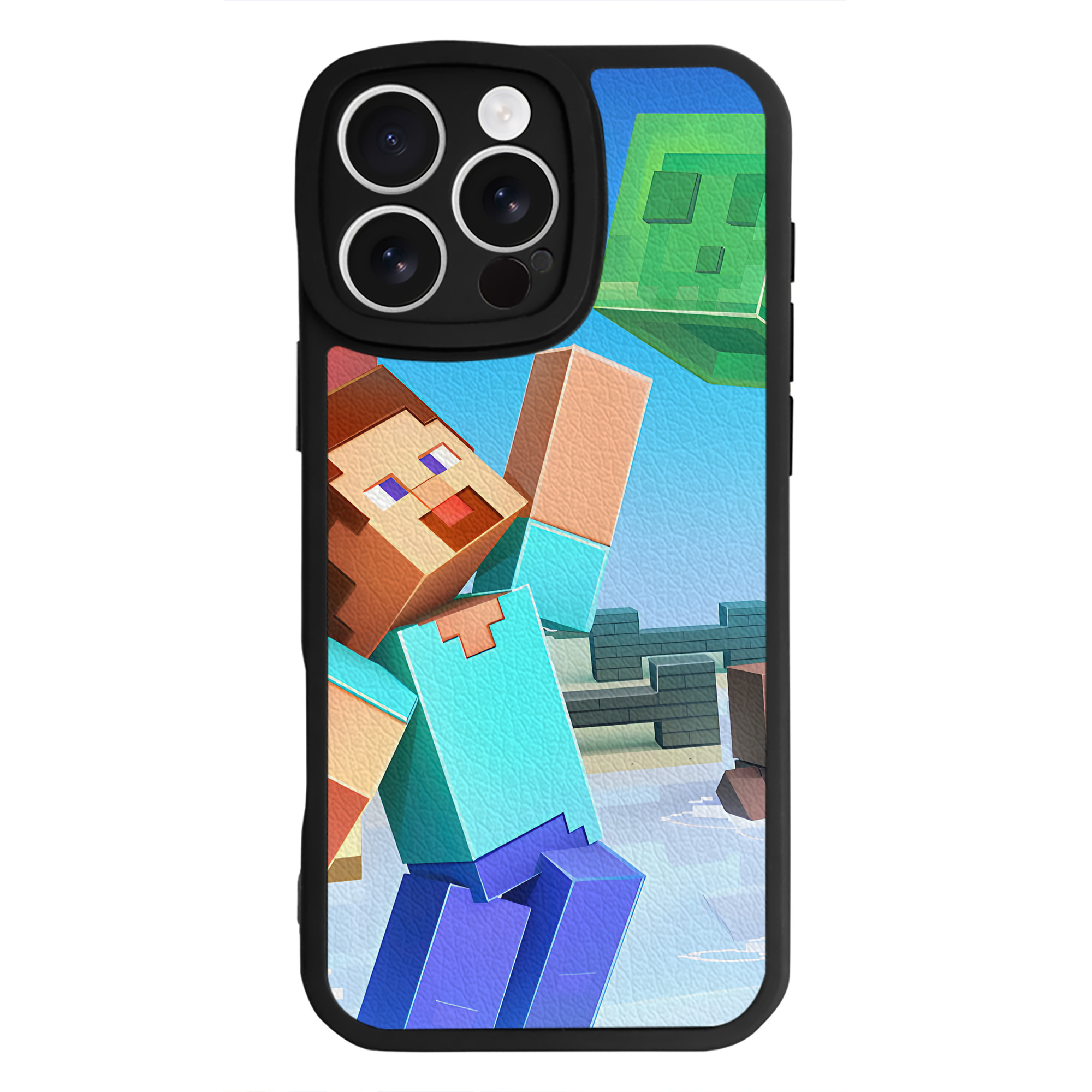 （画像用） マインクラフト ブロックの世界 Minecraft MC Block world 【iPhone 16シリーズ対応】シリコンスマホケース（レザー調） 材質：シリコン